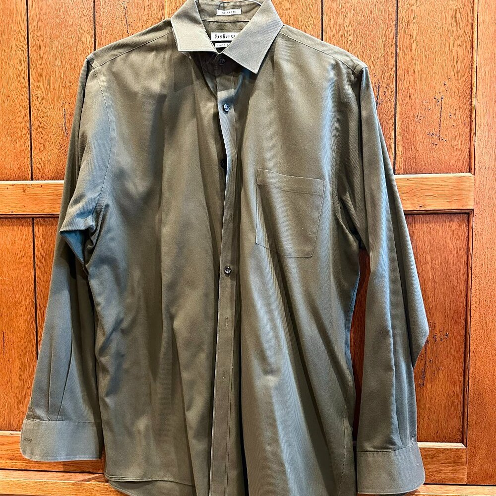 Van Heusen Long Sleeve Button Up Dress Shirt (Olive Green)